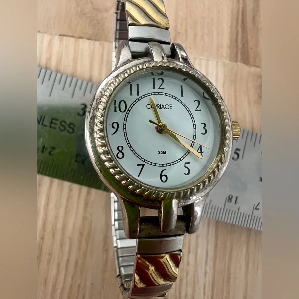 Carriage by Timex ladies two-tone bracelet watch NEW BATTERY